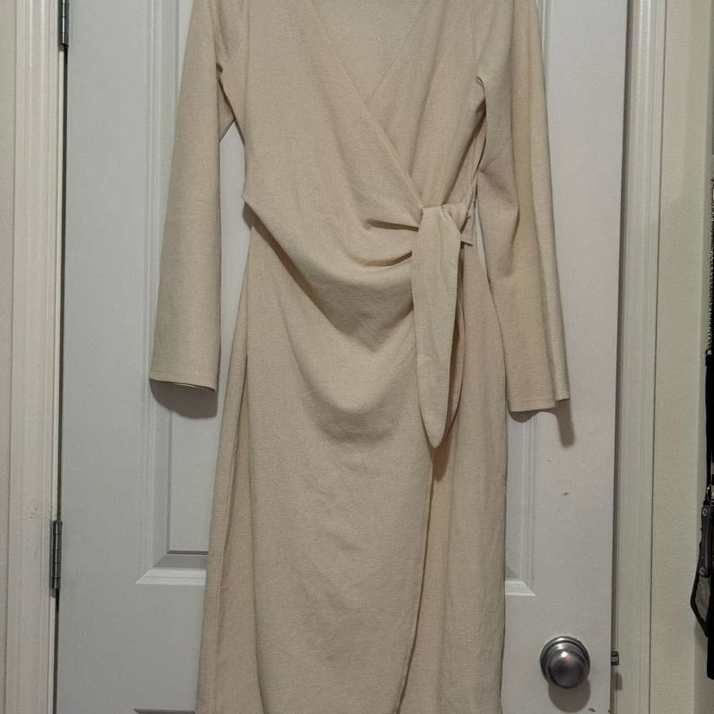 Elegant Cream Wrap Dress